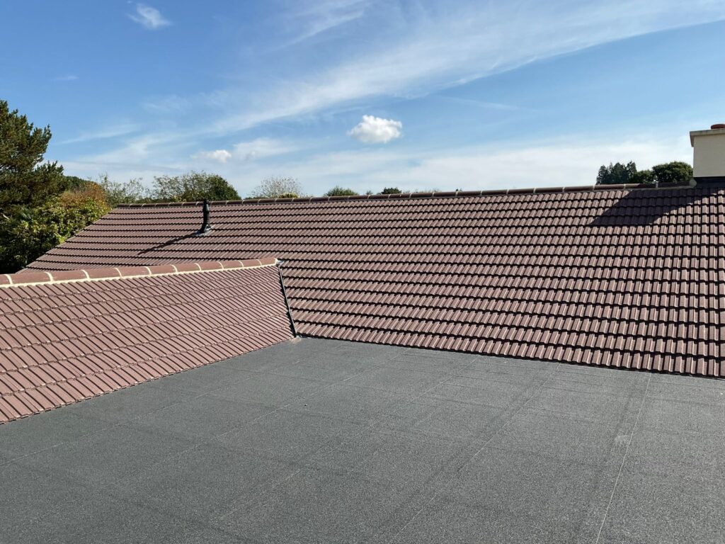 This is a photo of a roof which has just been repaired works carried out by LJ Roofing Malmesbury