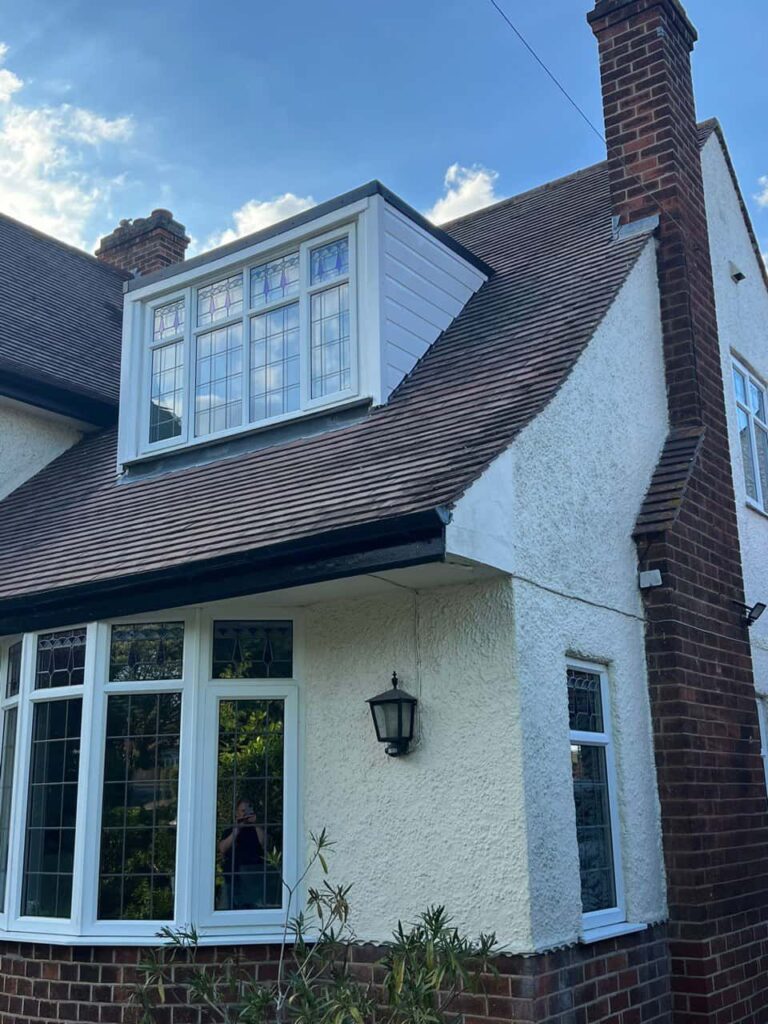This is a photo of a dormer window which has just had some repairs carried out where the roof and the dormer meet. Works carried out by LJ Roofing Malmesbury
